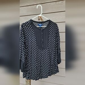 Old Navy Black Polka Dot Button-Front Women's Top